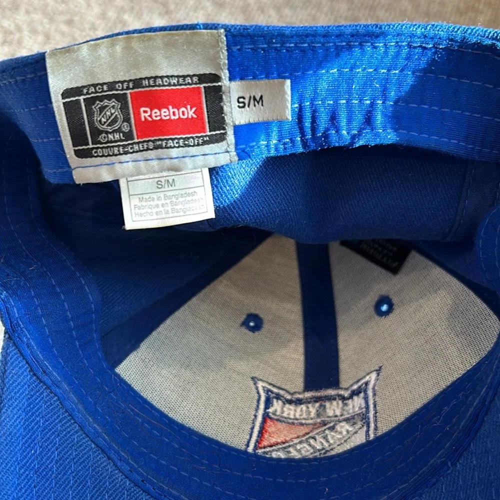 New York Rangers hockey hat in Ranger Blue with patch logo and adjustable size